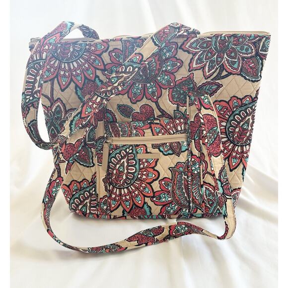 Vera Bradley Crossbody Bag with Floral Design - Red, Green, Tan - Picture 1 of 13